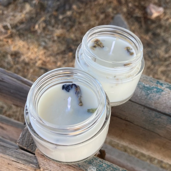 Handmade Soy Fresh Linen & Morning Dew Scented Repurposed Jar Candle Pair - Picture 3 of 7